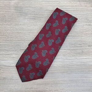 Lanvin maroon and blue paisley silk tie, made in Italy
